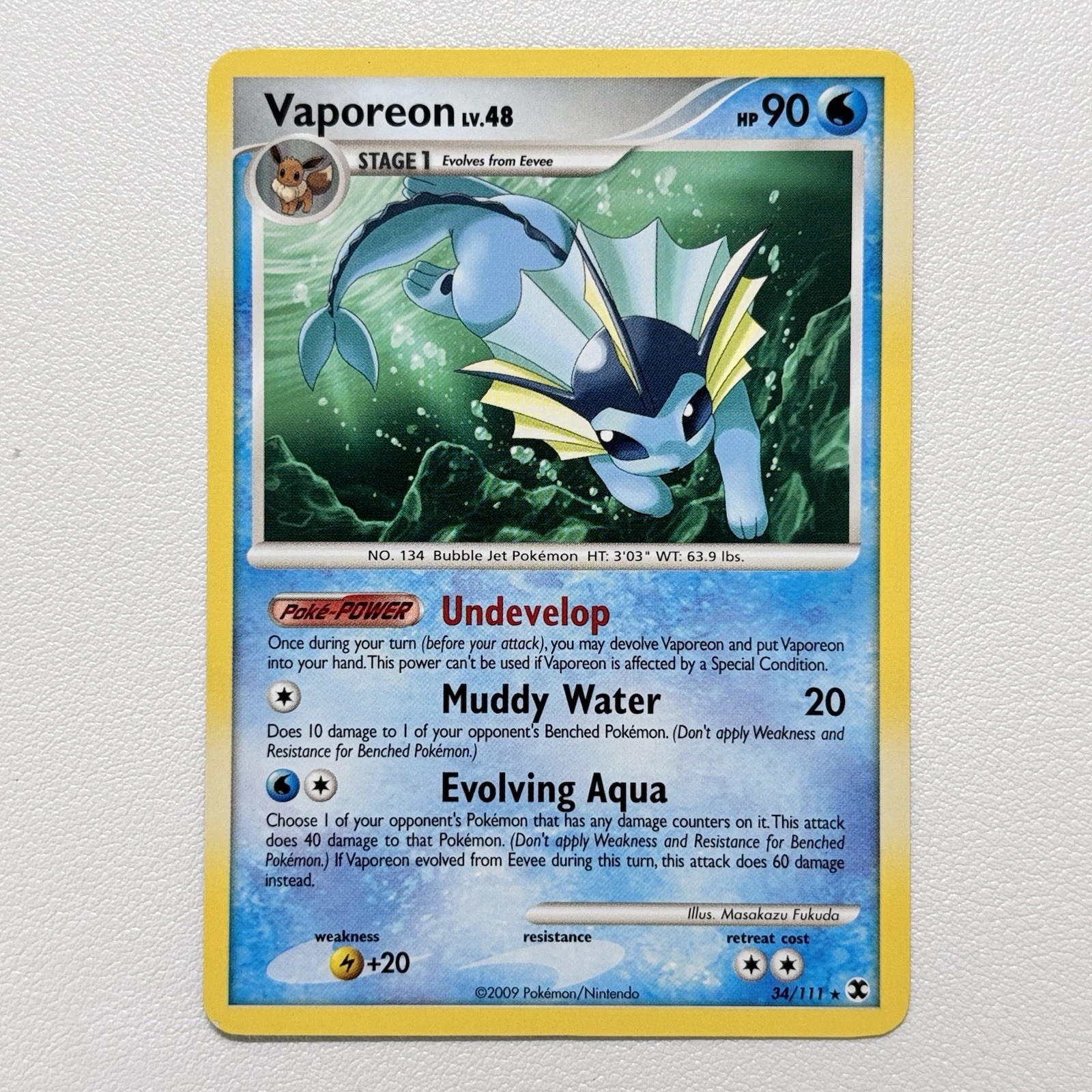 Vaporeon 34/111 Platinum Rising Rivals Pokemon TCG Card English LP