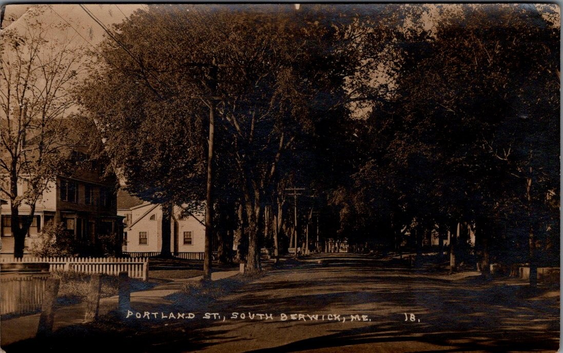 1928, Portland Street, SOUTH BERWICK, Maine Real Photo Postcard