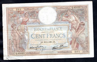 Un billet de 100 Francs Luc Olivier Merson 30.3.1939 Etat TB+ - Photo 1/2