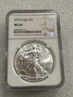 2018 SILVER EAGLE NGC MS 69 ~~ BROWN LABEL  ~~ NO SPOTS ~~ PRISTINE (110)