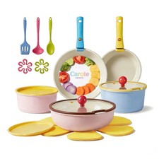 Carote A13722 20 Pcs Ceramic Nonstick Cookware Set, Pots and Pans with