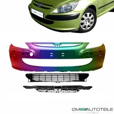 SET Peugeot 307 Stoßstange LACKIERT ohne SRA 01-05 + Gitter unten + Kühlergrill