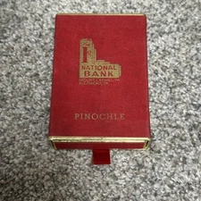 Vintage MCM Pinochle Cards Victorian Traditional Velvet Case National Bank