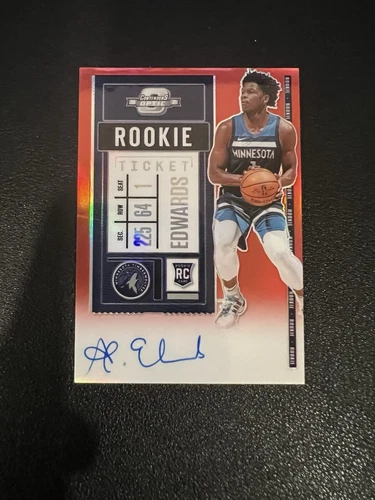 2020 Panini Contenders Optic RC ON CARD AUTO Anthony Edwards #137 Red Prizm /149