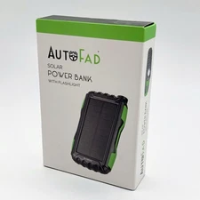 AutoFad Solar USB Power Bank w/Flashlight w/Carabiner Drop-Resistant Waterproof