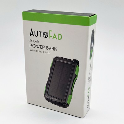AutoFad Solar USB Power Bank w/Flashlight w/Carabiner Drop
