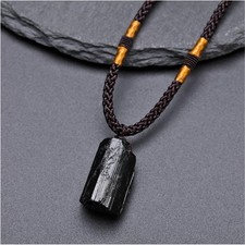 Natural Healing Reiki Lucky Raw Crystal Black Tourmaline Stone Pendant Necklace