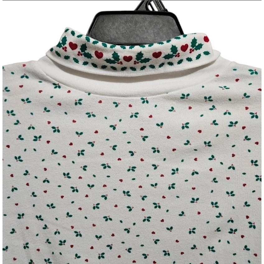 Top Cascanueces Mujer XL Manga Larga Cuello Alto Navidad Acebo Estampado Corazón Foto 3 de 4