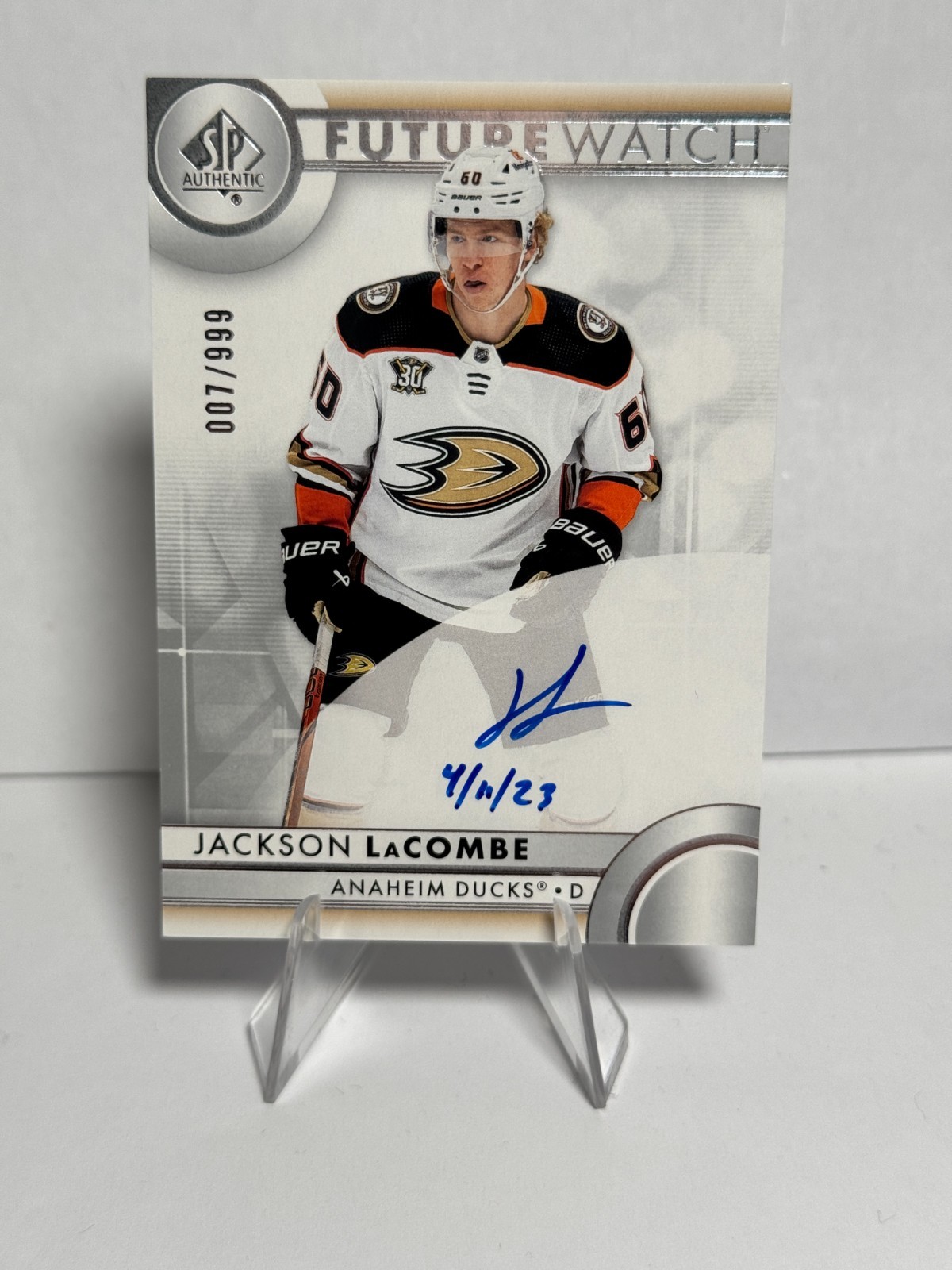 2023-24 SP Authentic Jackson LaCombe Future Watch Auto Inscribed RC - #'d /999