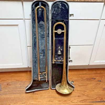 Vintage Bundy By Selmer Brass Trombone In Hard Case