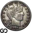 1908-S Barber Half Dollar, VF Key San Francisco Issue