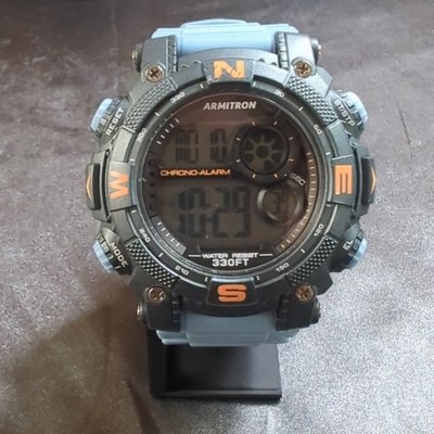 Armitron Chrono-Alarm Digital Quartz Blue Resin Band Sport Watch 330FT