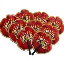 10 Pieces Chinese Paper Fans,Rose Folding Hand Fans Handheld,Chinese New Year...