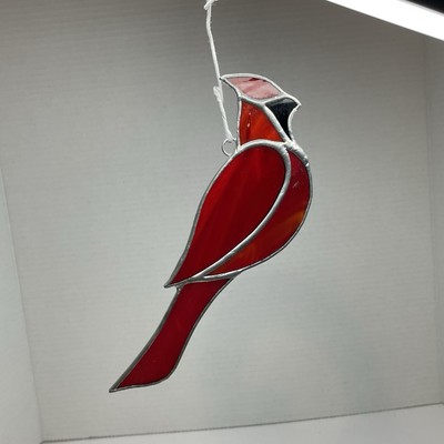 Cardinal Stain Glass Sun Catcher Red Bird Hanging Bird 7 1/2''