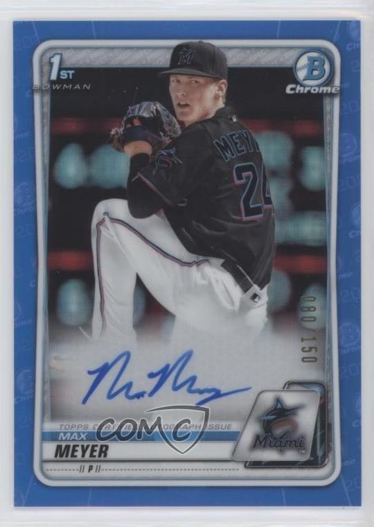2020 Bowman Draft Chrome Picks Blue Refractor 80/150 Max Meyer #CDA-MM Auto 2x4