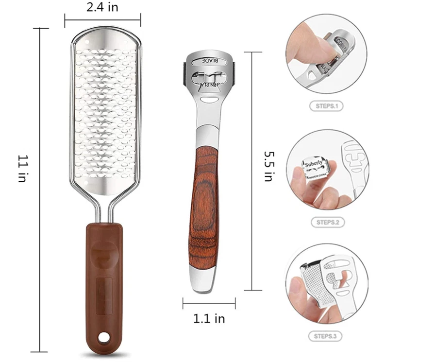 Colossal Foot Rasp & Wood Handle Callus Shaver 10Replacement, 1 Foot File Heads - Image 3 of 4