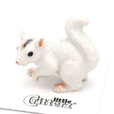 Little Critterz Squirrel - White Squirrel ''Bree'' - Miniature Porcelain Figurine