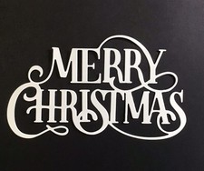 Merry Christmas Die Cut Embellishments 5 pcs Choose Color 3  x 5  