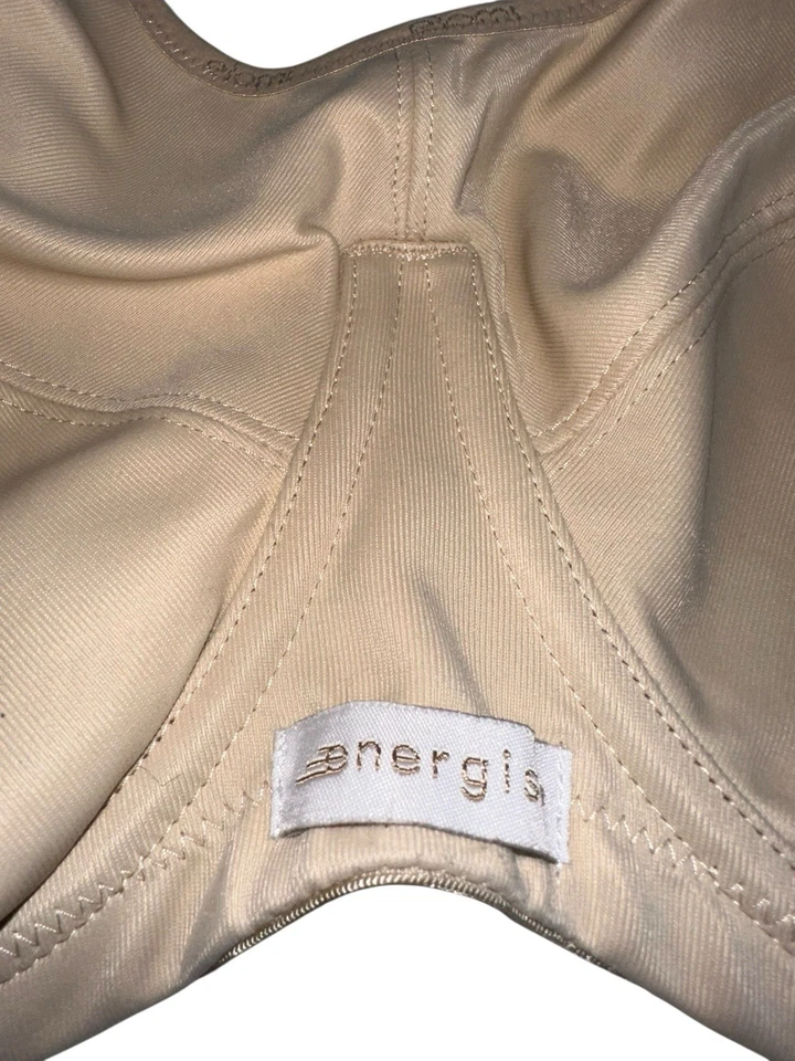Sujetador deportivo con aros de alto impacto Elomi Energise con gancho en J EL8041 talla 36H beige Foto 3 de 4