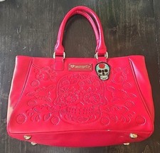 RED SUGAR SKULL Loungefly Vegan Leather HANDBAG Purse Tote 13" DAY OF THE DEAD
