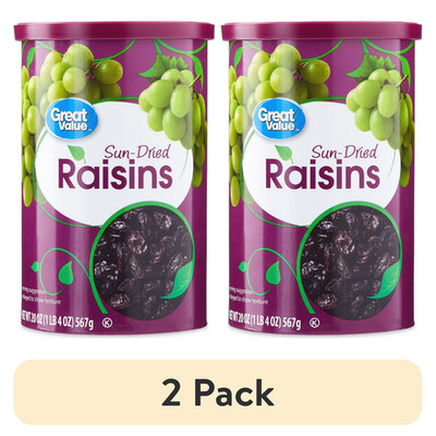 Great Value Sun-Dried Raisins Canister, 20 oz (1lb 4oz) 567g (2 pack)