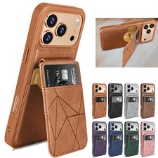 For iPhone 17 Pro Max Air 16 15 14 13 Flip Card Holder Wallet Phone Case Cover