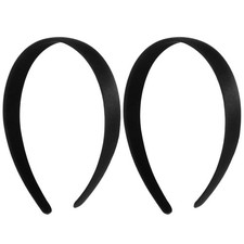 2Pcs Headbands for Women Girls Satin Black Headband Women Plain Wide Hair Ban...