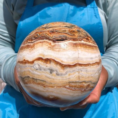 8.47LB Natural Striped Agate Ball Quartz Crystal Sphere reiki healing