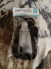 Refillable Hand Sanitizer Bottle and Soft Black Material Holder with Keyring