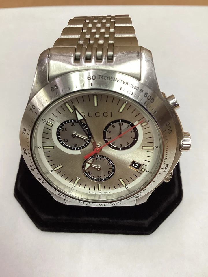 GUCCI 126.2 G Timeless Automatic Chronograph Stainless Steel Watch Swiss 45mm - Image 3 of 4