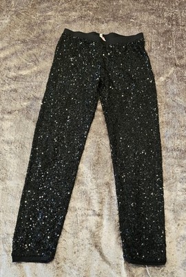 Miss E-Vie schwarz Pailletten Party Weihnachten Disco Leggings Hose Mädchen 11-12 Jahre (C4)