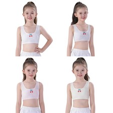 Girls Tank Top Sweet Ribbed Vest Workout Crop Top Double Layer Gymnastics Kids