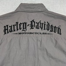 Harley Davidson Mechanic Work Shirt Button Down Men L Gray Embroidered Biker