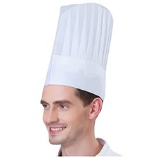 20 Pack Disposable Non-Woven Paper Fiber Chef Hats for Round, Tall