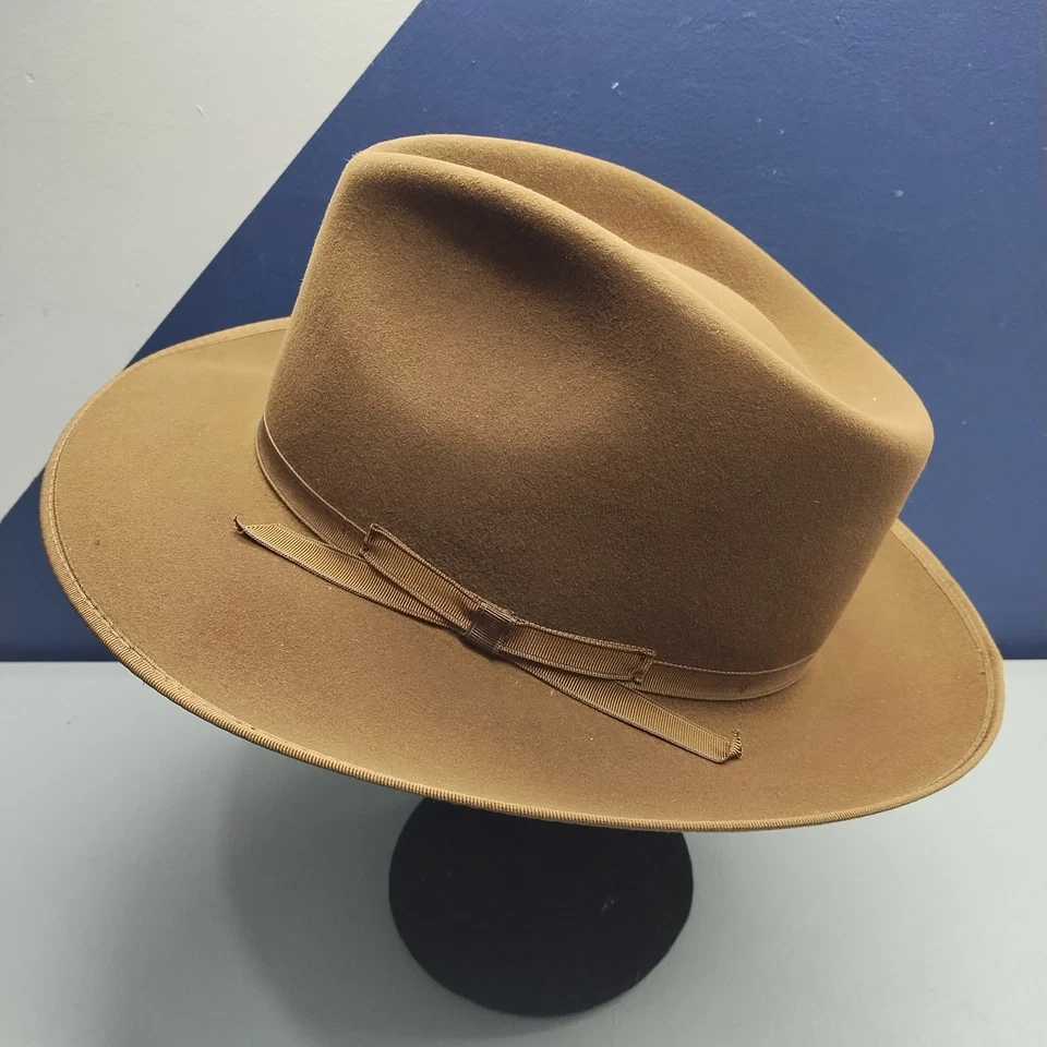 Sombrero Fedora Stetson Stratoliner Piel Fieltro Para Hombres 7 1/4 Marrón Calidad Real Viaje Foto 4 de 4