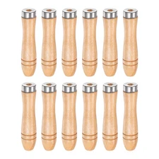 12pcs Wooden File Handle 4.25" 5mm Round Hole Handles with Collar for 8" Files