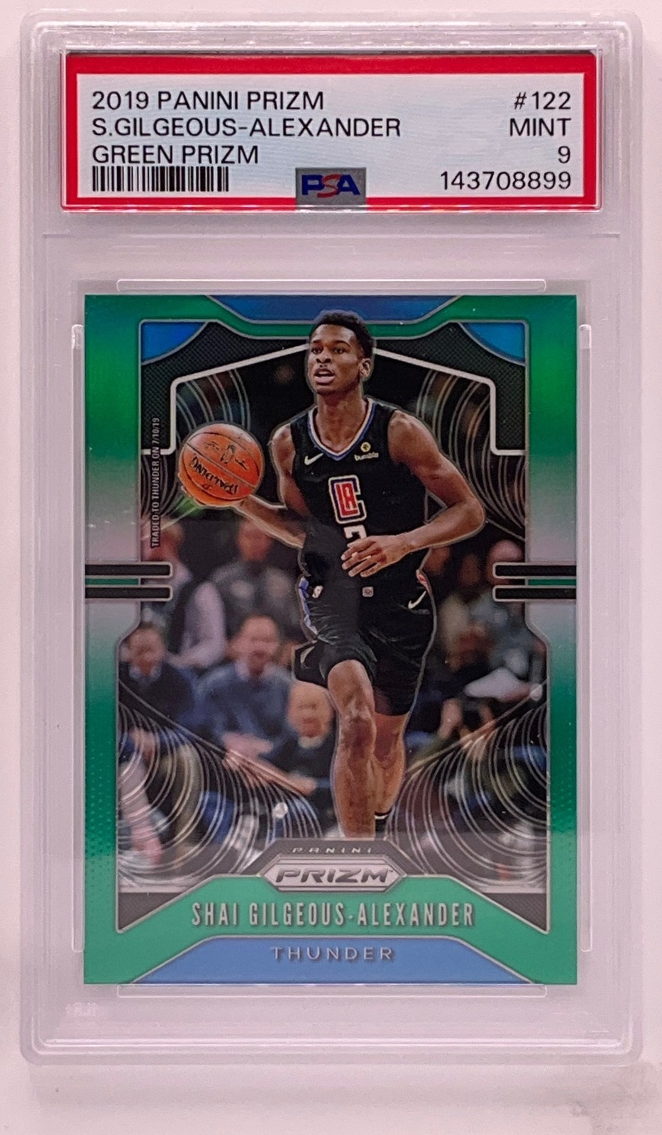2019 Panini Prizm Shai Gilgeous-Alexander Green Prizm Thunder PSA 9