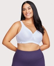 NWOT Glamorise MagicLift Seamless Sports Bra Sz 40B White Wireless Athleisure