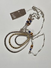 J.Jill Multi-Layer Teardrop Pendant Necklace Mixed Metal  Beaded Accents NWT