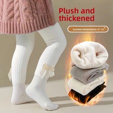 1pair Tights Velvet Warm Bowknot Cotton Pantyhose Baby Girls 0  10 Yrs Tight