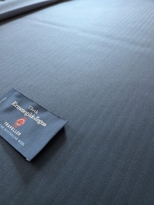 100% Wool   Ermenegildo Zegna Traveller   Navy Shadow Stripe   3.60m