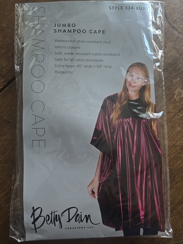 NIP Discontinued Vintage Betty Dain Jumbo Shampoo Cape Burgandy