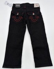 True Religion Kids Ricky Black Red Relaxed Straight Leg Jeans Size 4 New