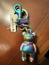 COACH BEAR 3D METAL KEY FOB BAG CHARM F87166 NEW