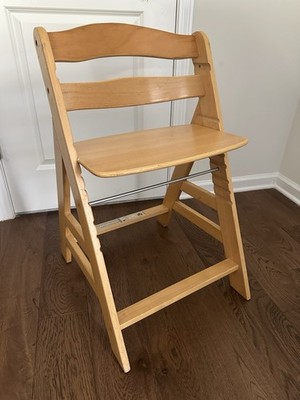 hauck Wooden Adjustable Height Beige Baby High Chair with Footrest