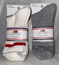 Fruit Of The Loom Mid Crew Socks Shoe Size 6-12