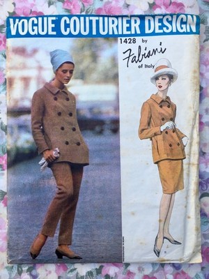 1960s Vogue Couturier Design 1428 by Fabiani Suit Vintage Sewing Pattern Bust 32