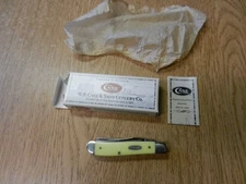 New 1998 Case XX 3207CV 2 Blade Yellow Celluloid Pocket Knife 3 1/2" Unused