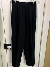 Women  s Vtg Preston  York Black Wool Slacks Pants Sz 4 Work Attire EUC Pleated