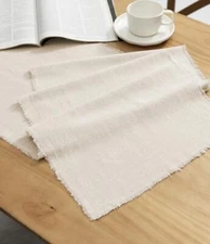  Beige Table Runner 14 x 90 Inches Long Slub Texture Beige Cream 14 X 90 Inches